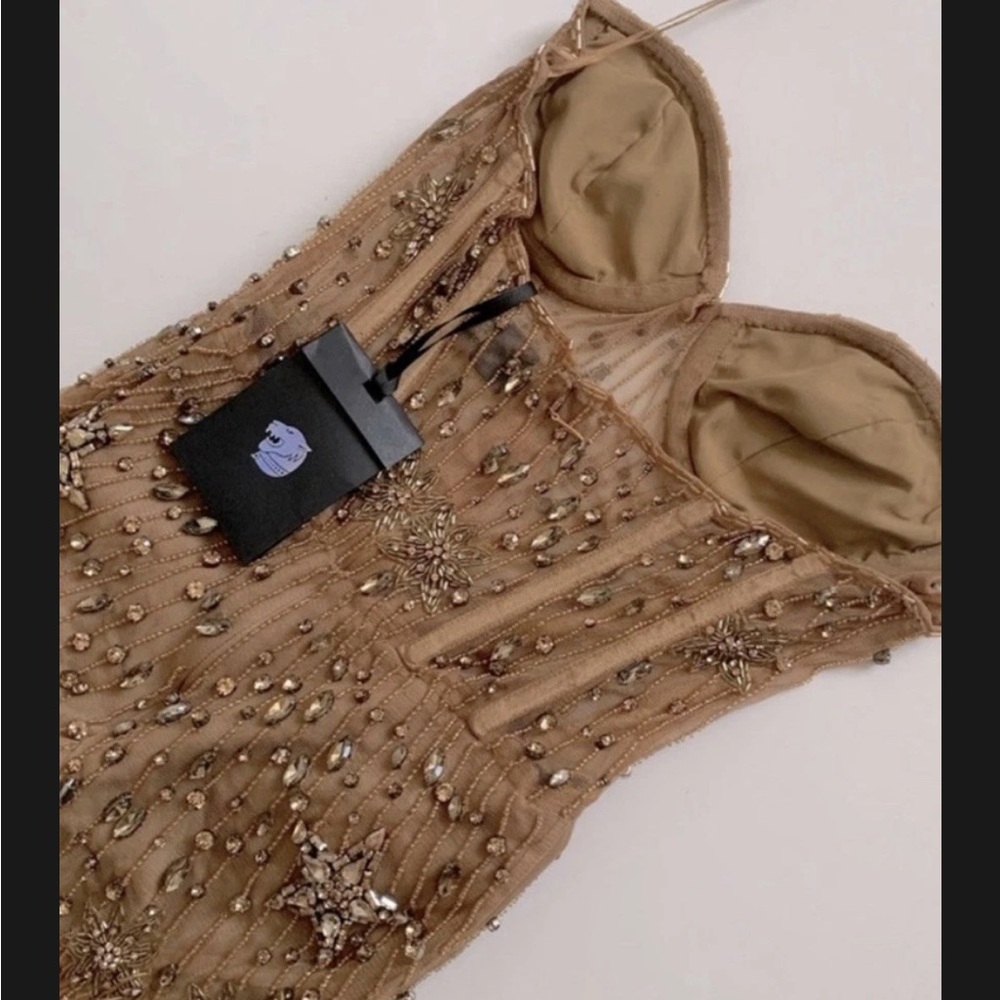 Dundas x Revolve Gold Marilyn Mini Dress sz Small - Picture 7 of 7